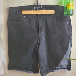 universal standard black mid length shorts